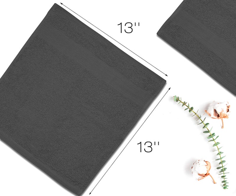 Softolle Premium Wash Cloths Pack of 12 (13"" x 13"" Inches)- 100% Combed Ring Spun Cotton WashCloth - Luxury Washcloths - Ultra Soft Face Towels - Highly Absorbent Wash Cloth for Face (Grey) (Grey) - Image 4